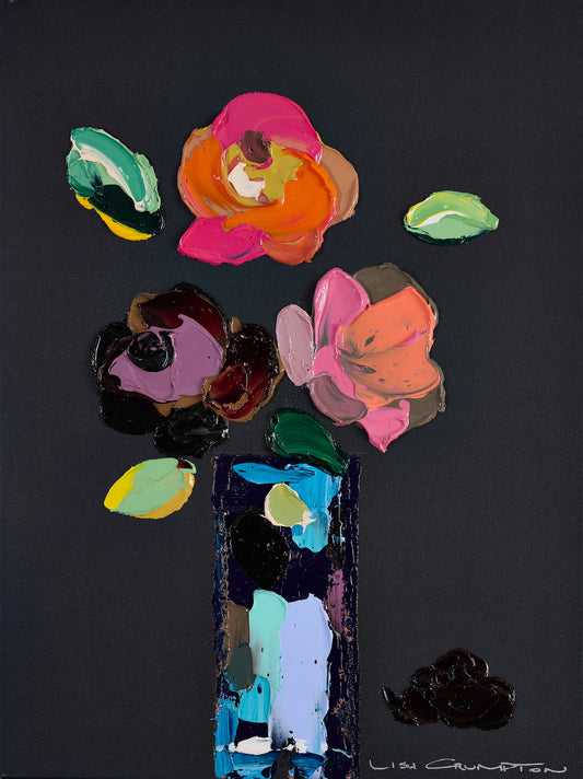 Palette of Petals on Black lll Canvas Print