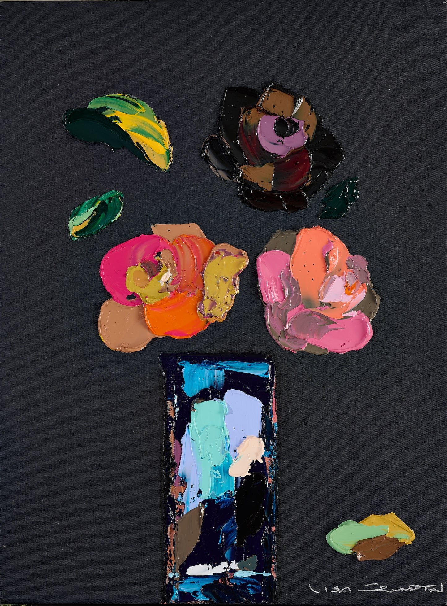 Palette of Petals on Black ll Canvas Print