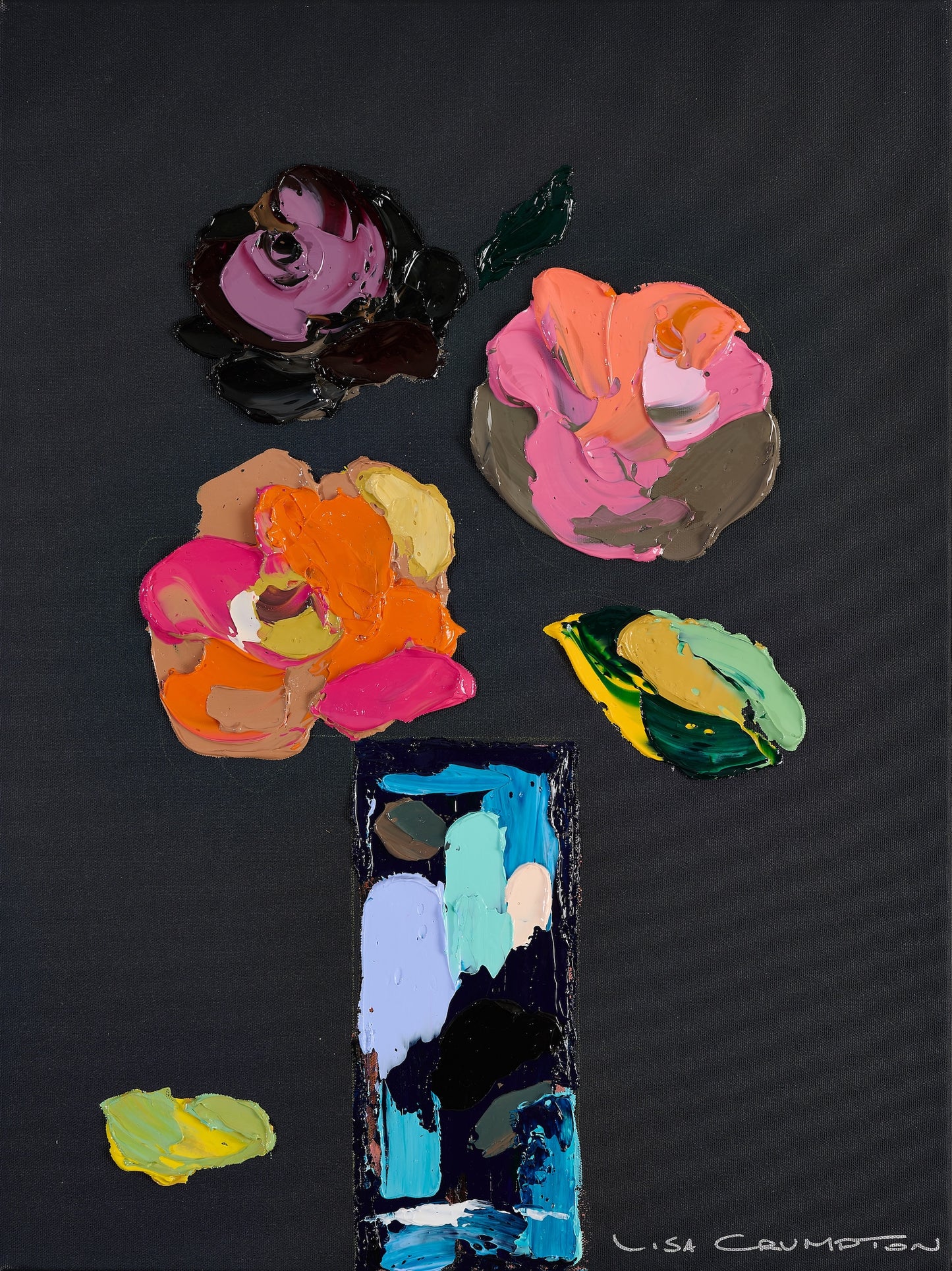 Palette of Petals on Black l Canvas Print