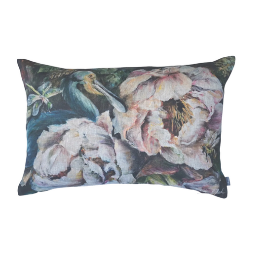 Small Celebrating Paradise Linen Scatter Cushion - Kim Black - Ruthanne Collection