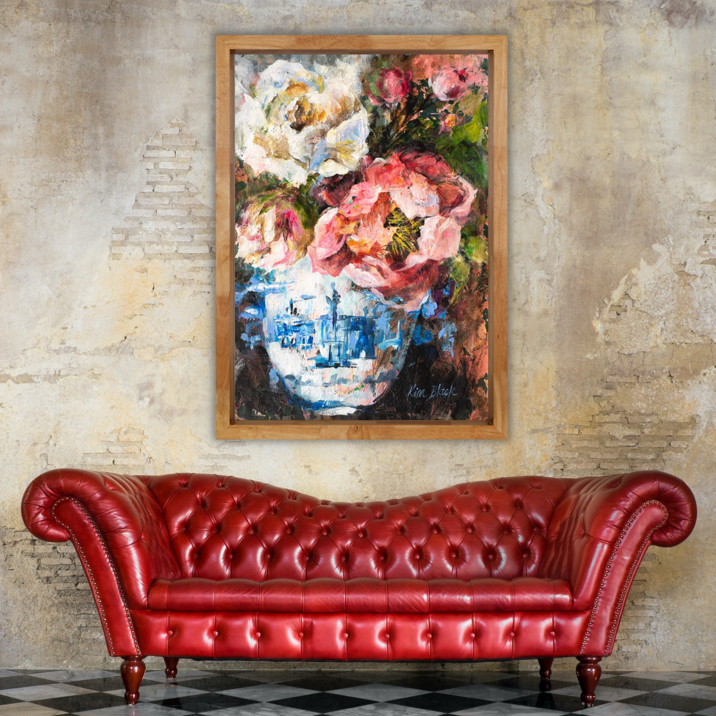 Joyful Peony Canvas on Wall - Kim Black - Ruthanne Collection