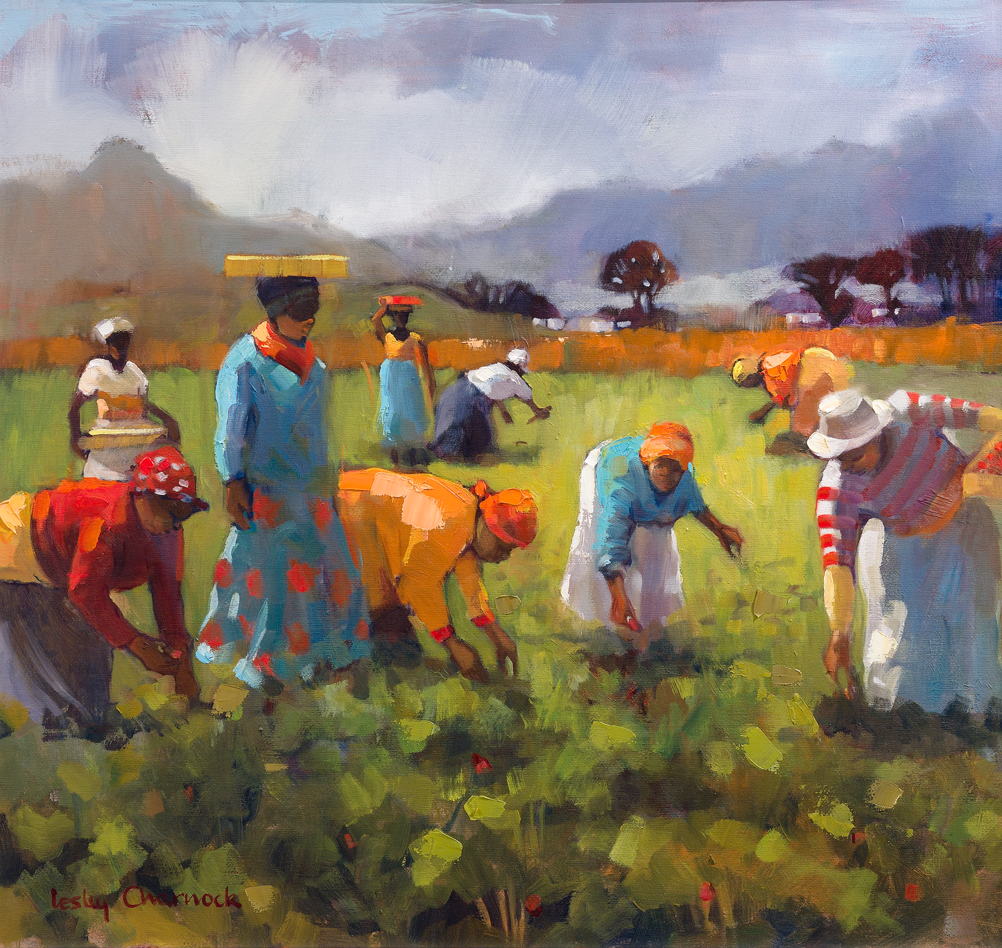 Sunshine Strawberry Pickers Canvas Print