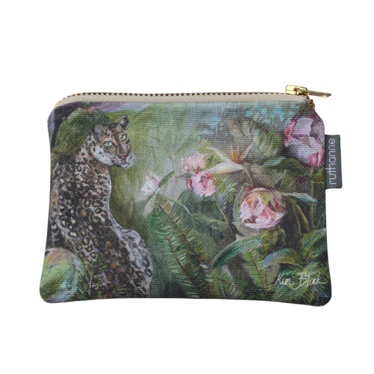 Leopard Cotton Coin Purse - Kim Black - Ruthanne Collection