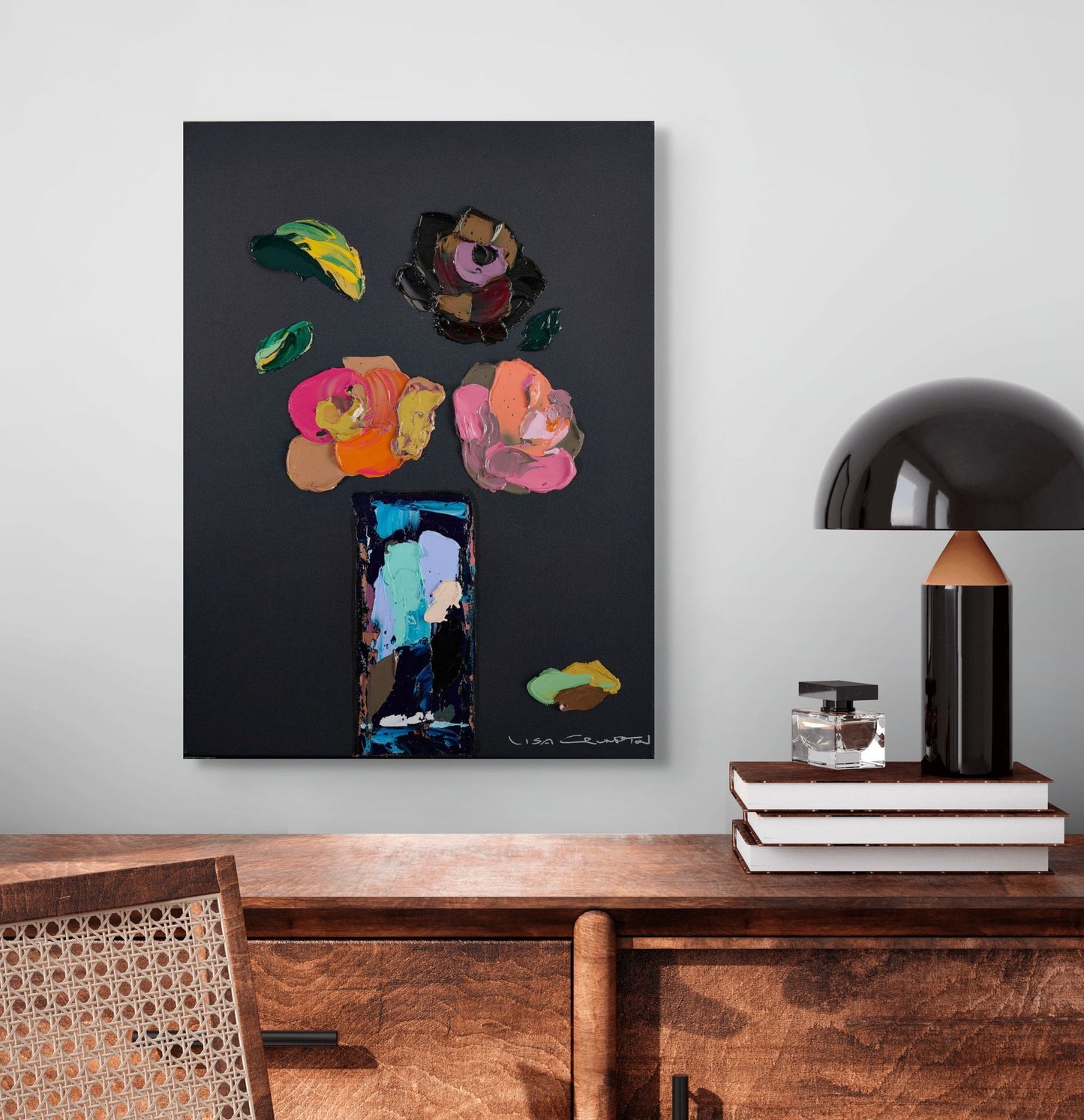 Palette of Petals on Black ll Canvas Print
