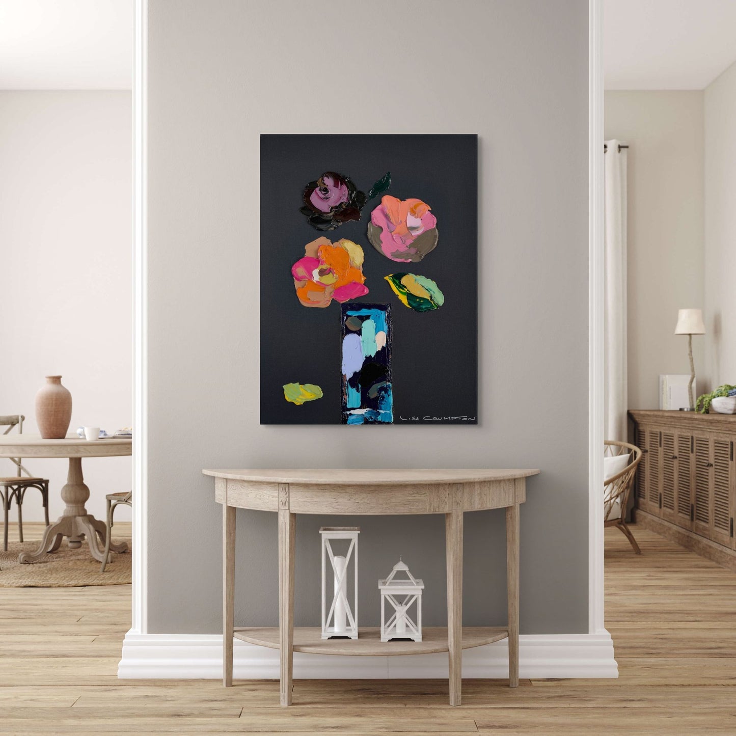 Palette of Petals on Black l Canvas Print