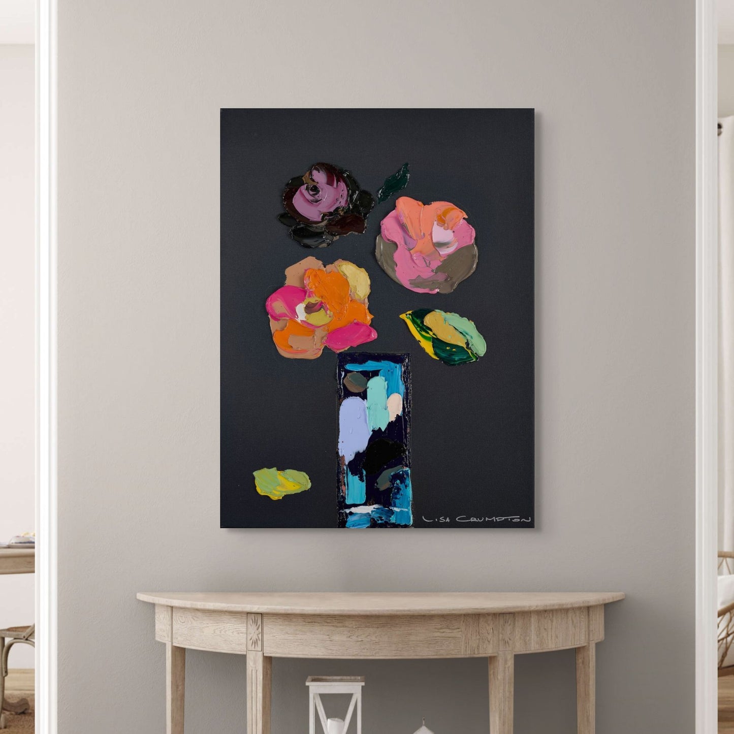 Palette of Petals on Black l Canvas Print