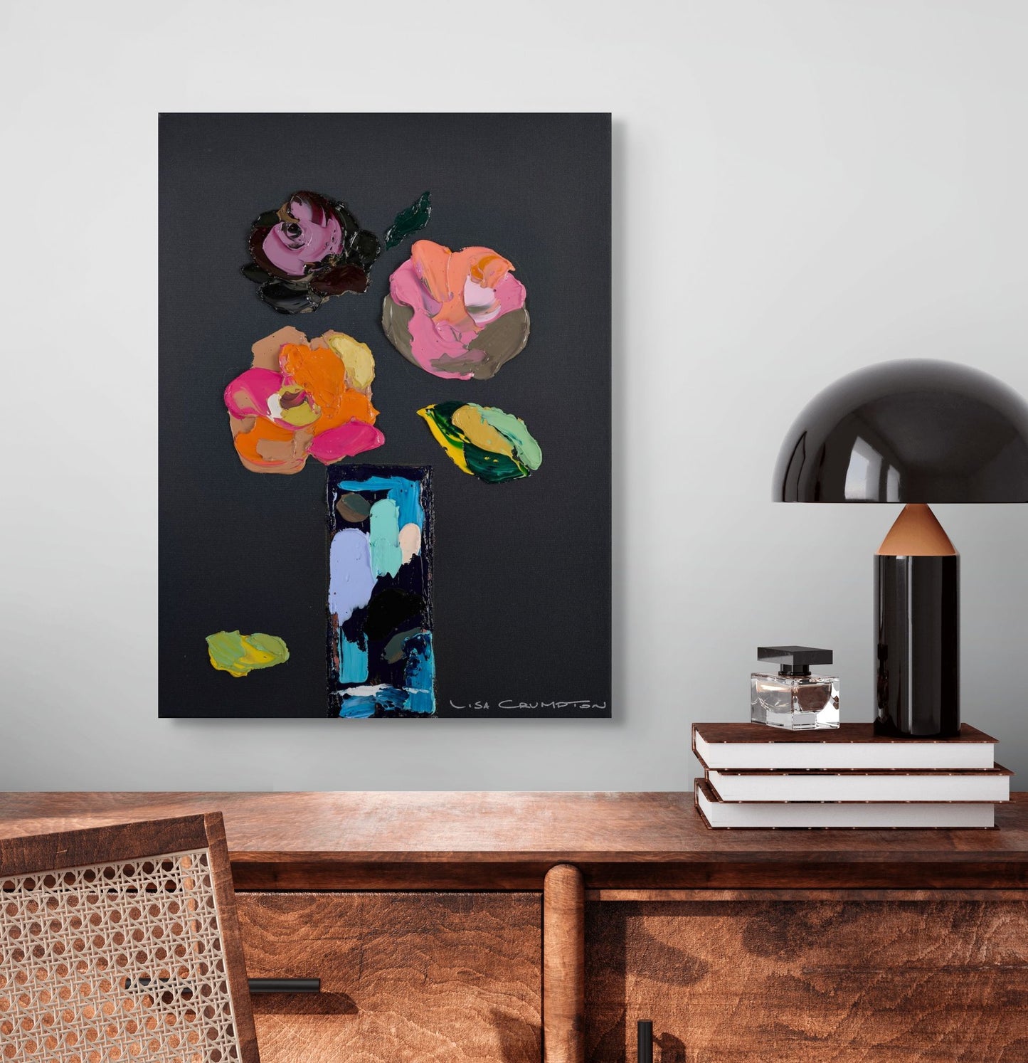 Palette of Petals on Black l Canvas Print