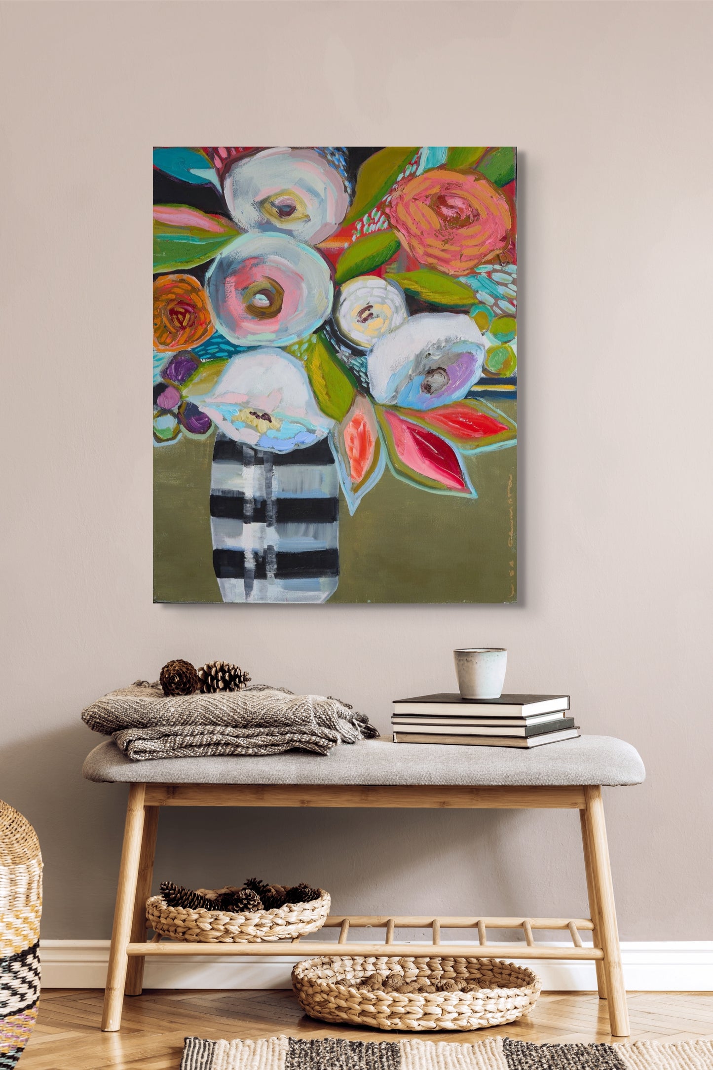 Bright Floral Triptych lll Canvas Print