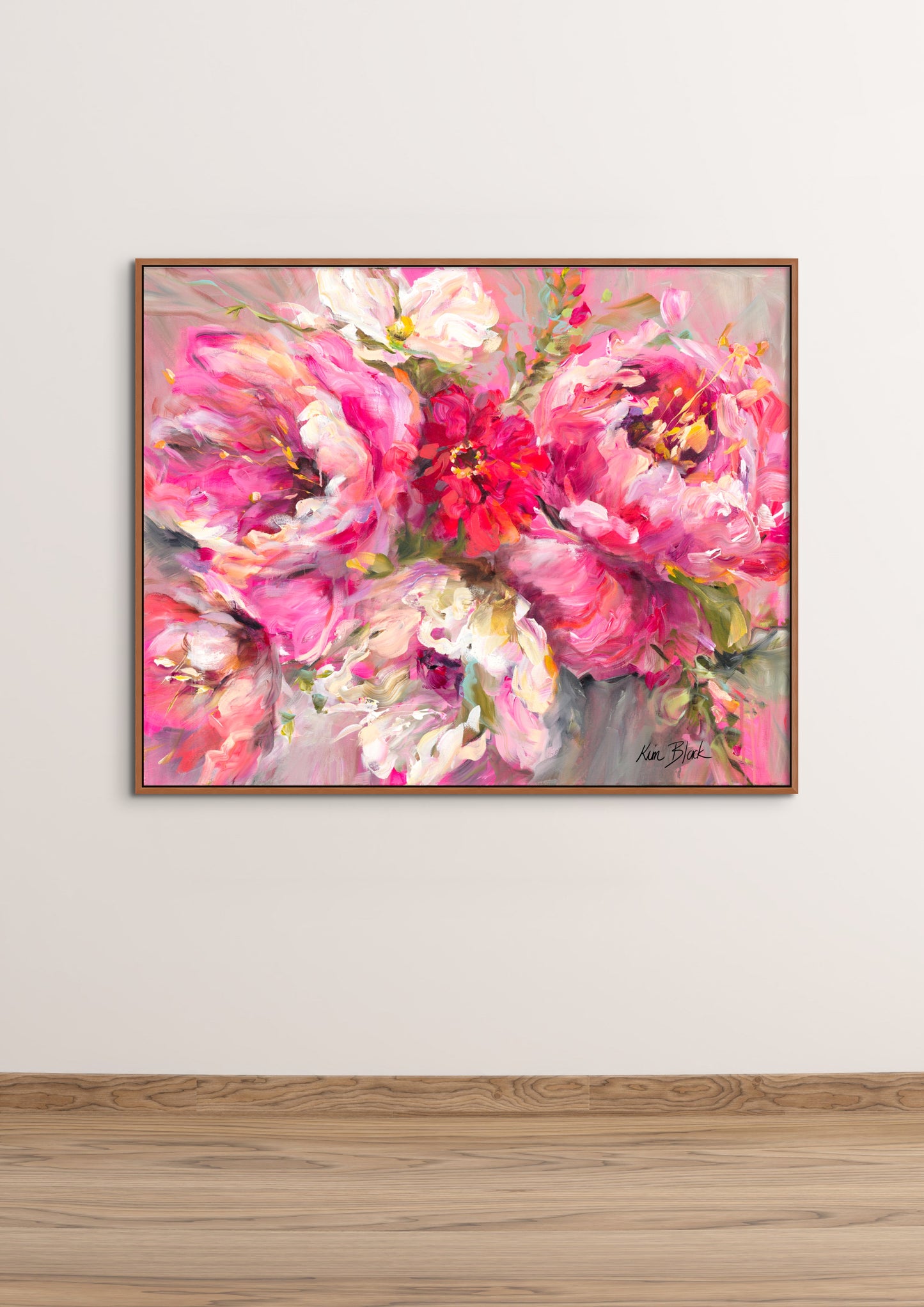 Particularly Pink in Kiaat frame - Kim Black - Ruthanne Collection