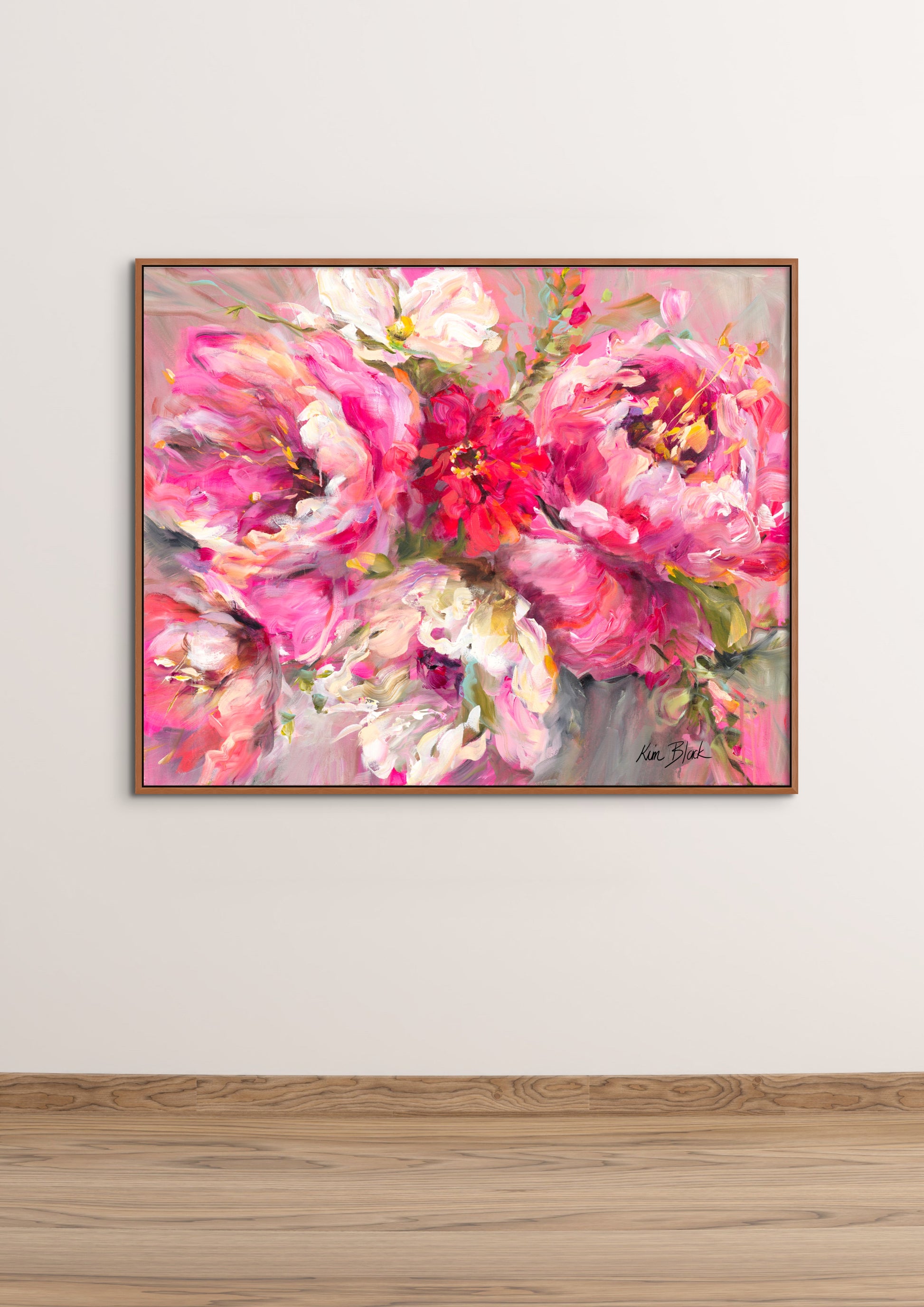 Particularly Pink in Kiaat frame - Kim Black - Ruthanne Collection