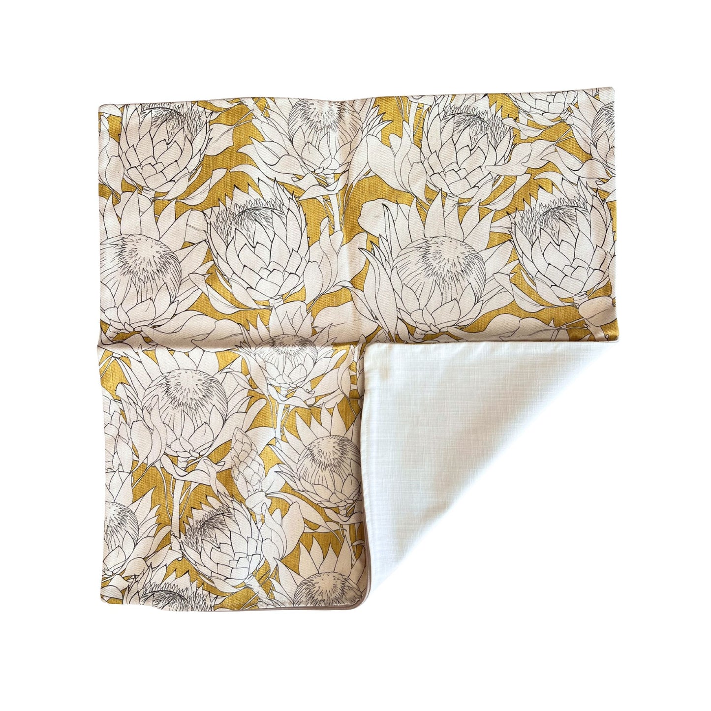 Orchre Protea Print Cotton Scatter Cushion 60 x 60cm