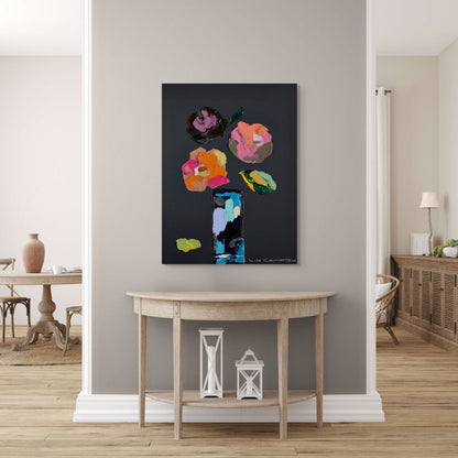 Palette of Petals on Black l Canvas Print