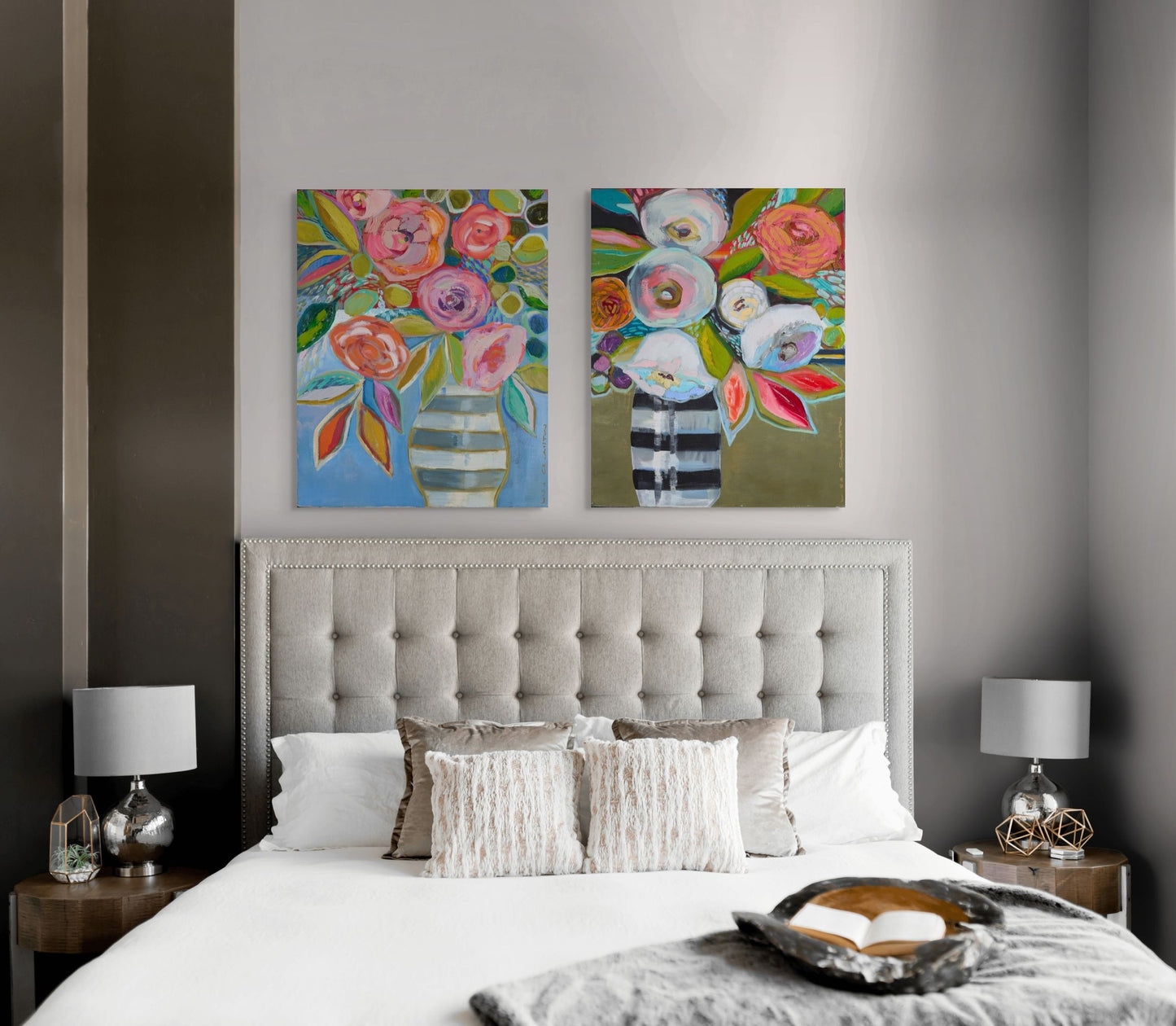 Bright Floral Triptych l Canvas Print