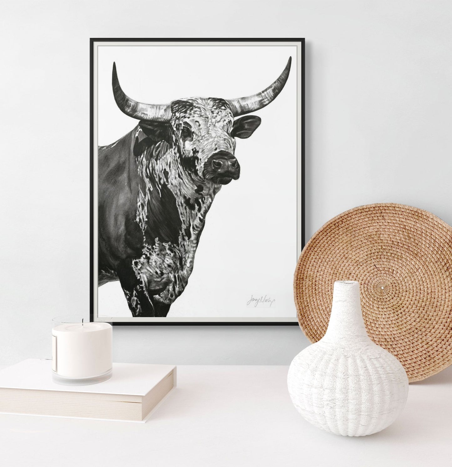 Nguni Bull Head (Portrait) Poster Print